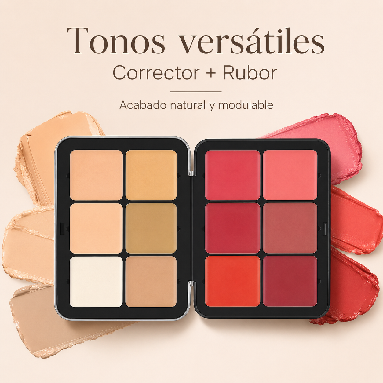 Paleta Profesional de Correctores, Coloretes e Iluminadores – 12 Tonos
