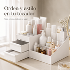 Organizador de Maquillaje Premium con Cajones,  Almacenamiento Elegante para Cosméticos y Cuidado Facial