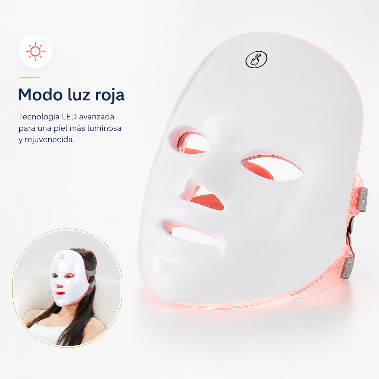 Máscara LED Facial Inalámbrica de 7 Colores. Rejuvenecimiento y Firmeza para Rostro y Cuello