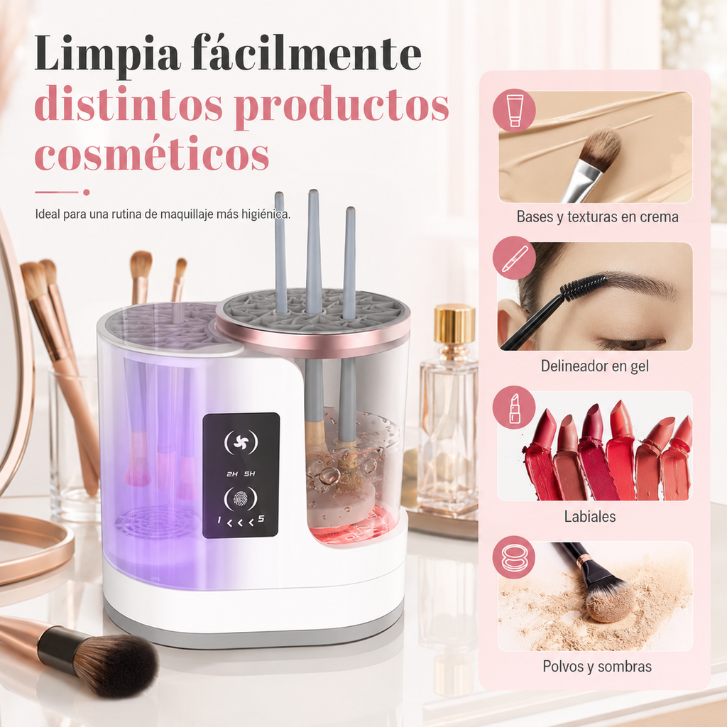 Estación Premium 3 en 1 para Brochas – Limpia, Seca y Organiza Automáticamente
