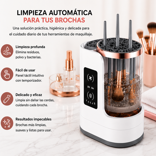 Limpiador Eléctrico 3 en 1 para Brochas de Maquillaje  Lava, Seca y Organiza