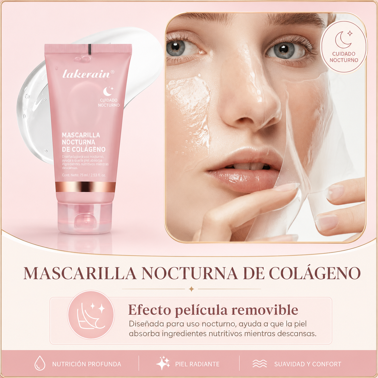Mascarilla Nocturna de Colágeno.  Hidratación Intensiva y Piel Luminosa