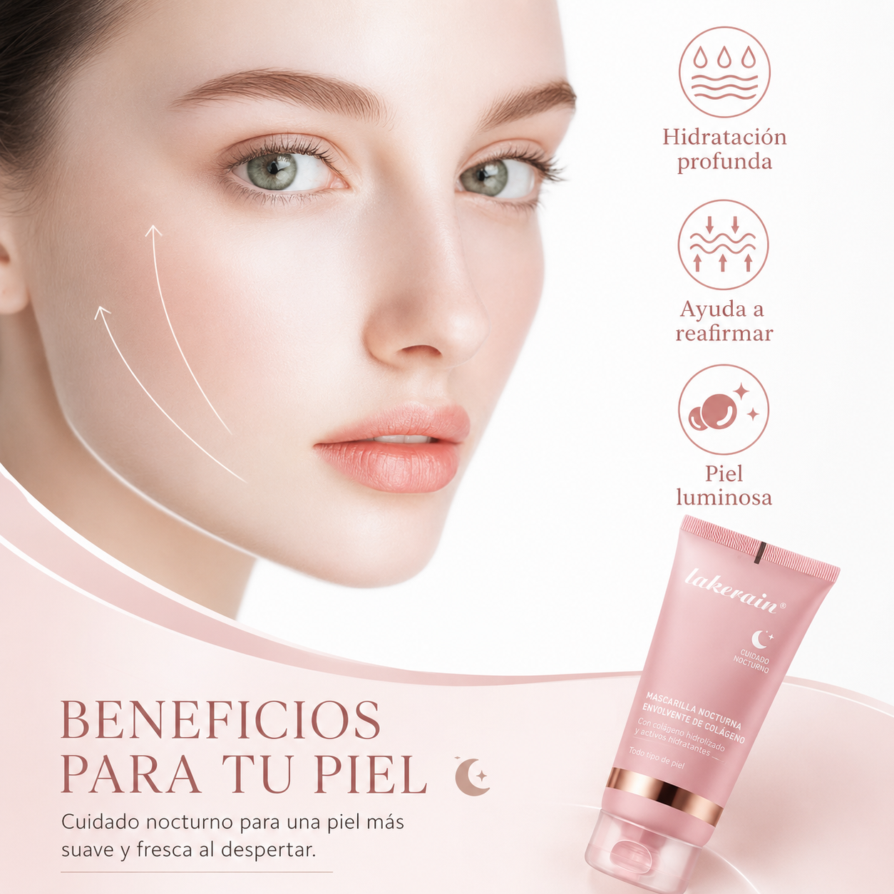 Mascarilla Nocturna de Colágeno.  Hidratación Intensiva y Piel Luminosa