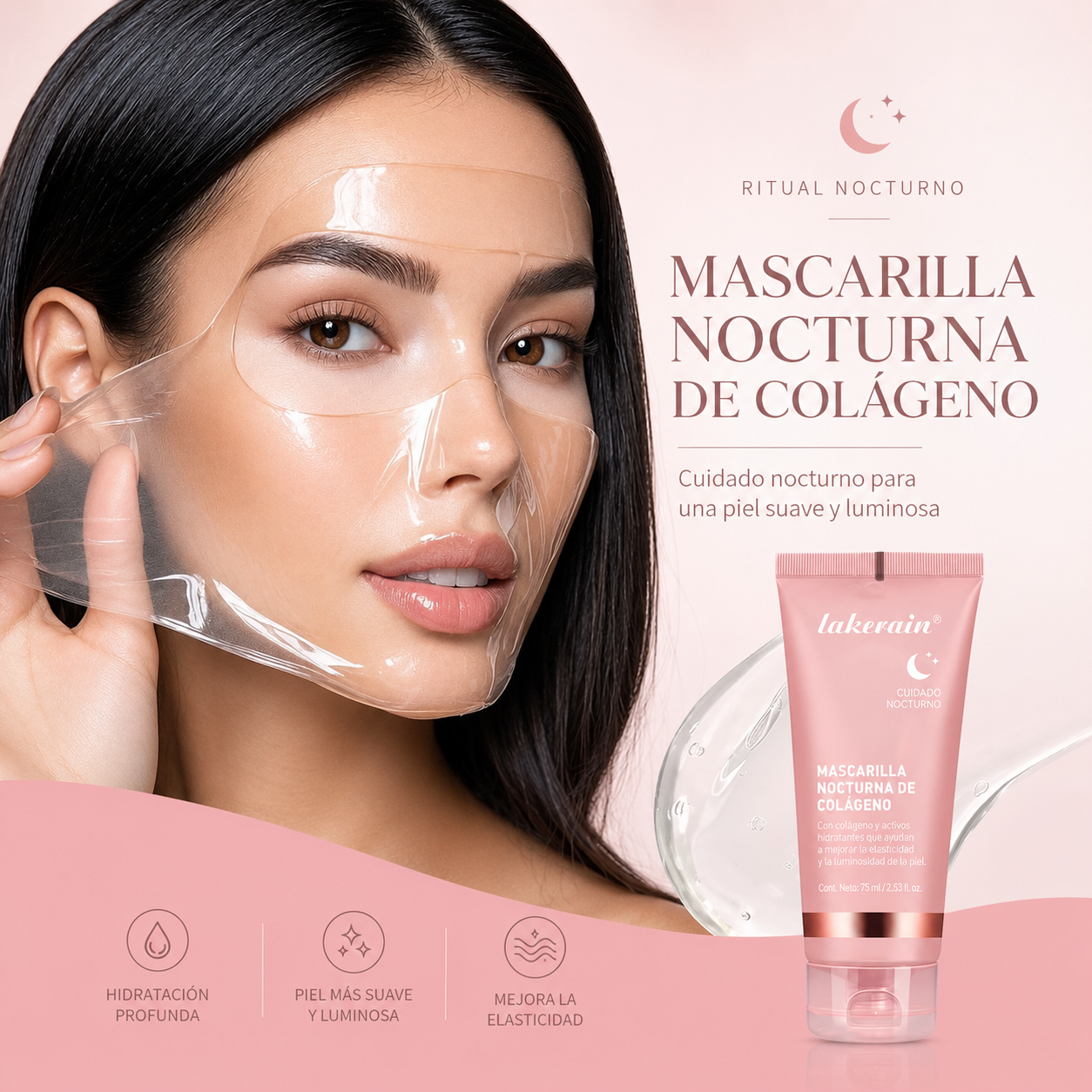 Mascarilla Nocturna de Colágeno.  Hidratación Intensiva y Piel Luminosa