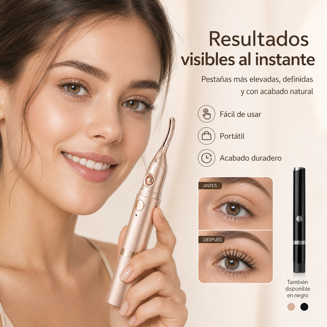 Rizador Eléctrico de Pestañas 2 en 1.  Riza, Define y Perfila tus Cejas