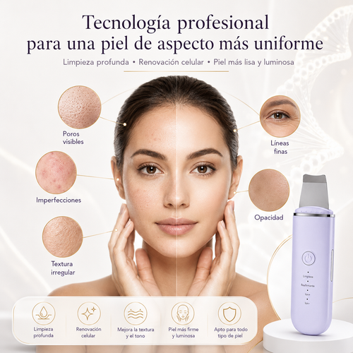 Espátula Ultrasónica Facial, Limpieza Profunda y Cuidado Profesional de la Piel