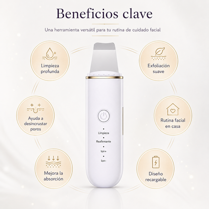 Espátula Ultrasónica Facial, Limpieza Profunda y Cuidado Profesional de la Piel