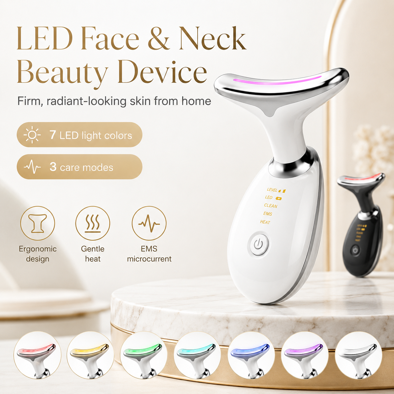 7-Color LED EMS Face & Neck Sculpting Device – Firming, Wrinkle Care & Jawline Contouring