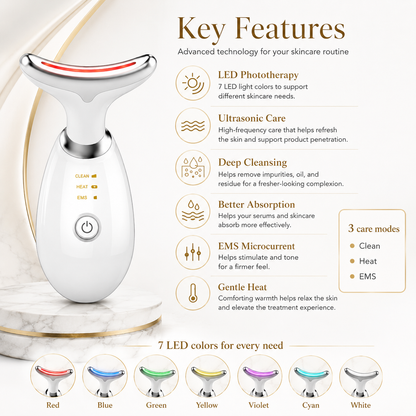 7-Color LED EMS Face & Neck Sculpting Device – Firming, Wrinkle Care & Jawline Contouring