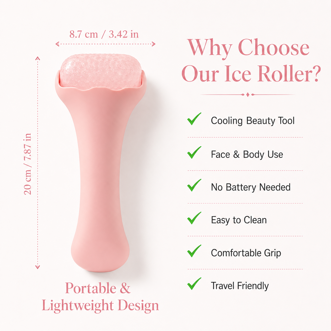 Reusable Cooling Ice Roller for Face & Body – Puffiness Relief, Skin Soothing & Cold Massage