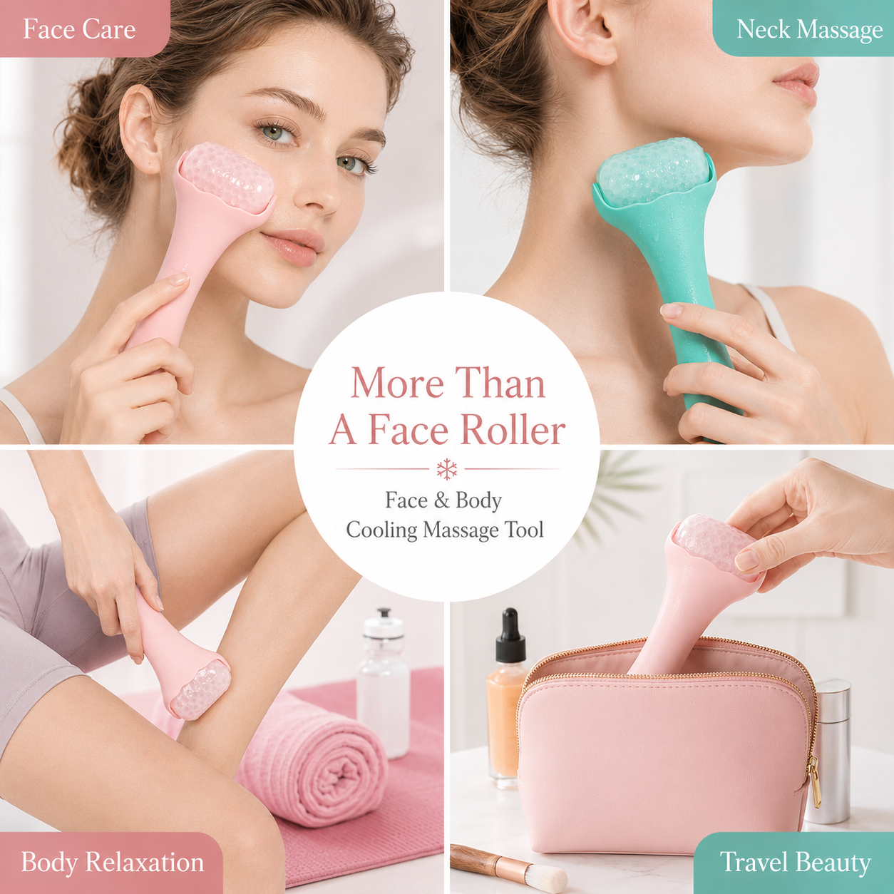 Reusable Cooling Ice Roller for Face & Body – Puffiness Relief, Skin Soothing & Cold Massage