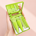 Kit de Viaje Plegable de 5 Brochas de Maquillaje con Espejo Integrado