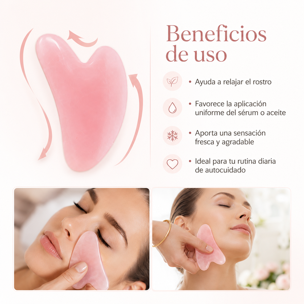 Set de Rodillo Facial y Gua Sha para Masaje y Cuidado de la Piel