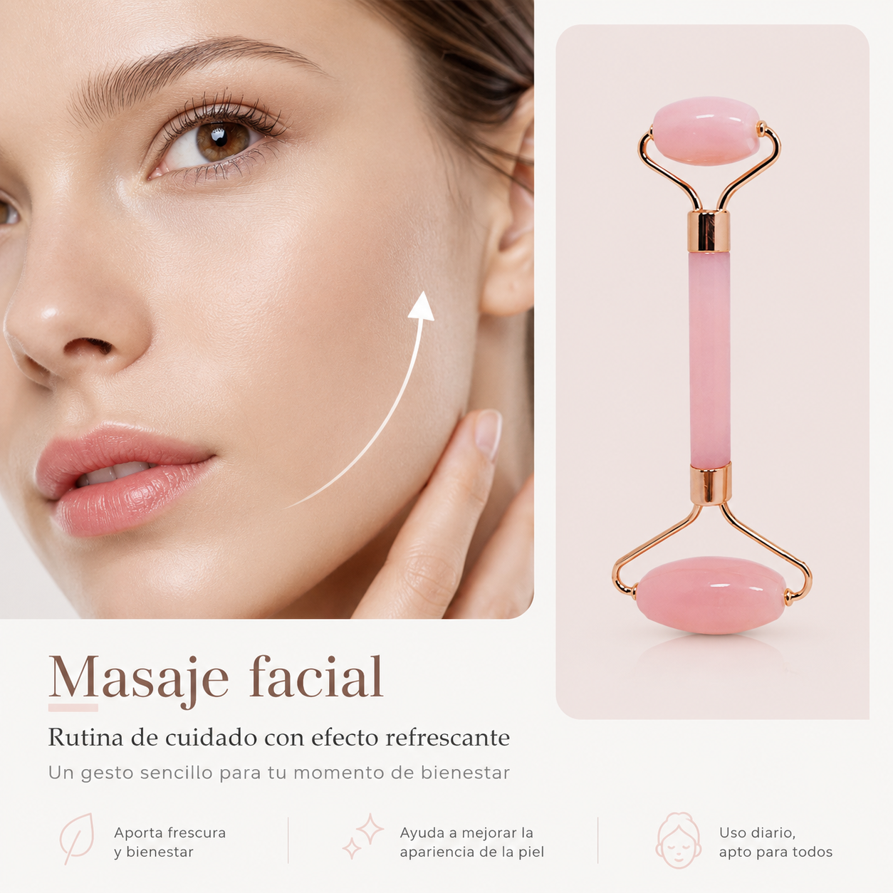 Set de Rodillo Facial y Gua Sha para Masaje y Cuidado de la Piel