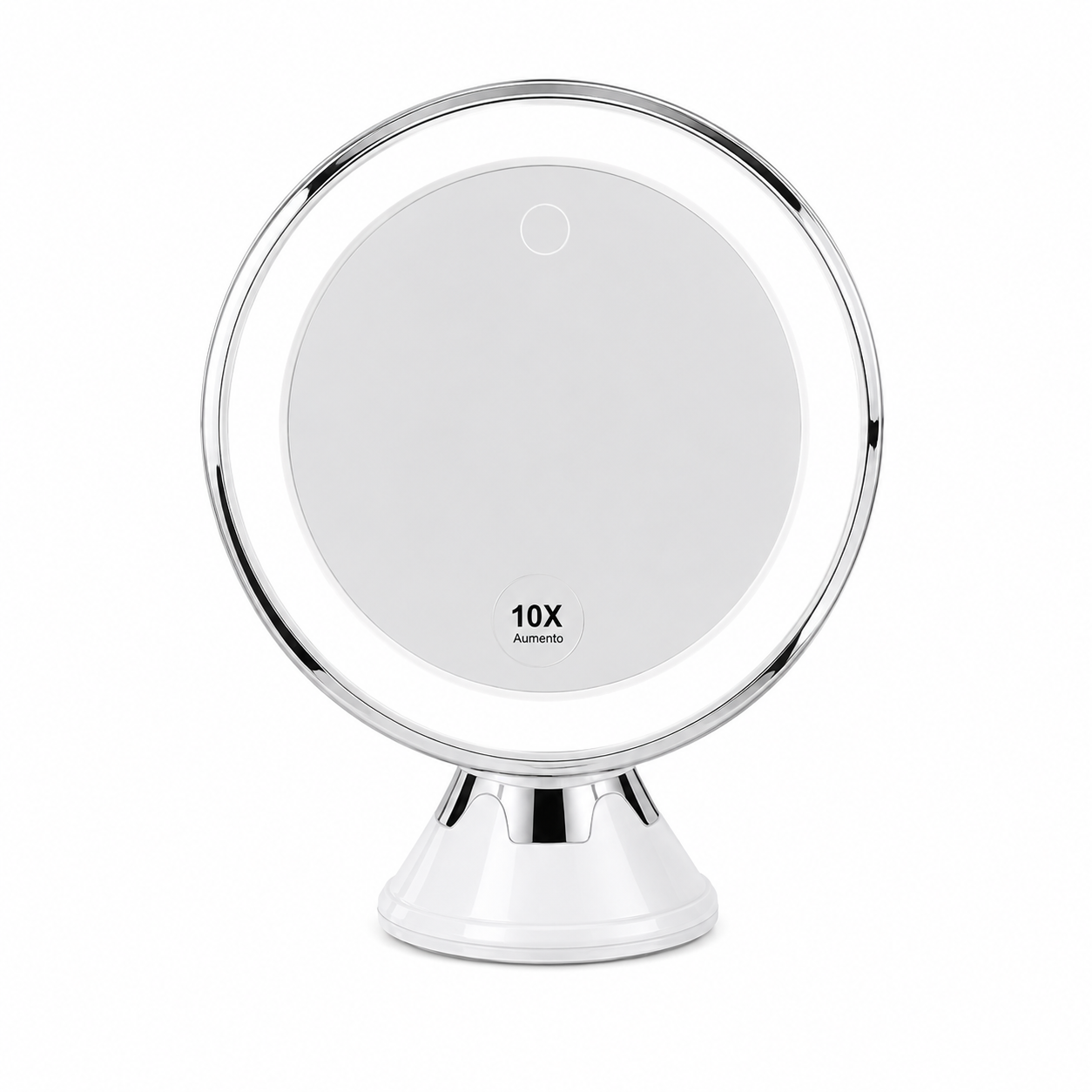Espejo de Maquillaje LED 10X con Aumento | Luz Regulable de 3 Tonos y Rotación 360°