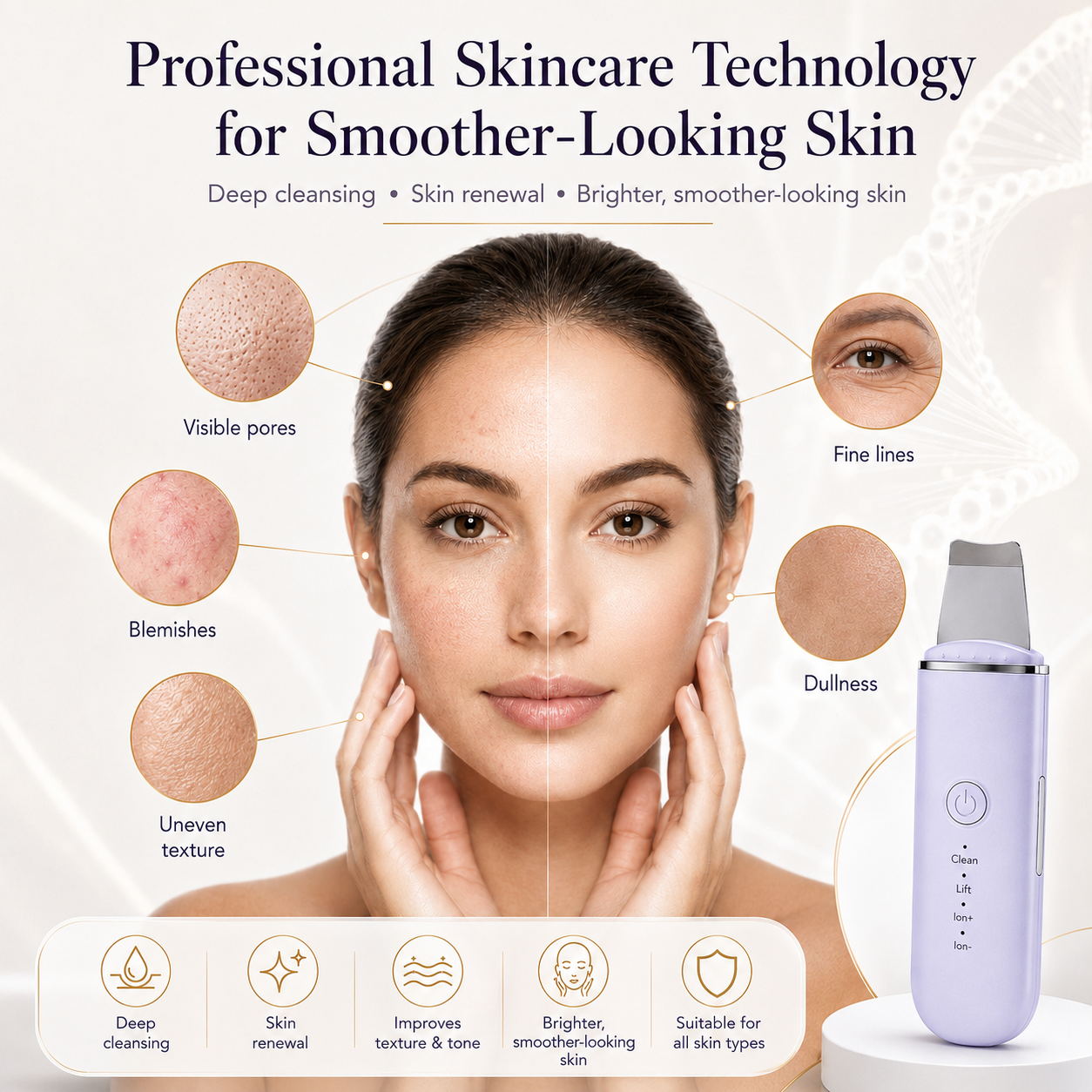 Espátula Ultrasónica Facial, Limpieza Profunda y Cuidado Profesional de la Piel